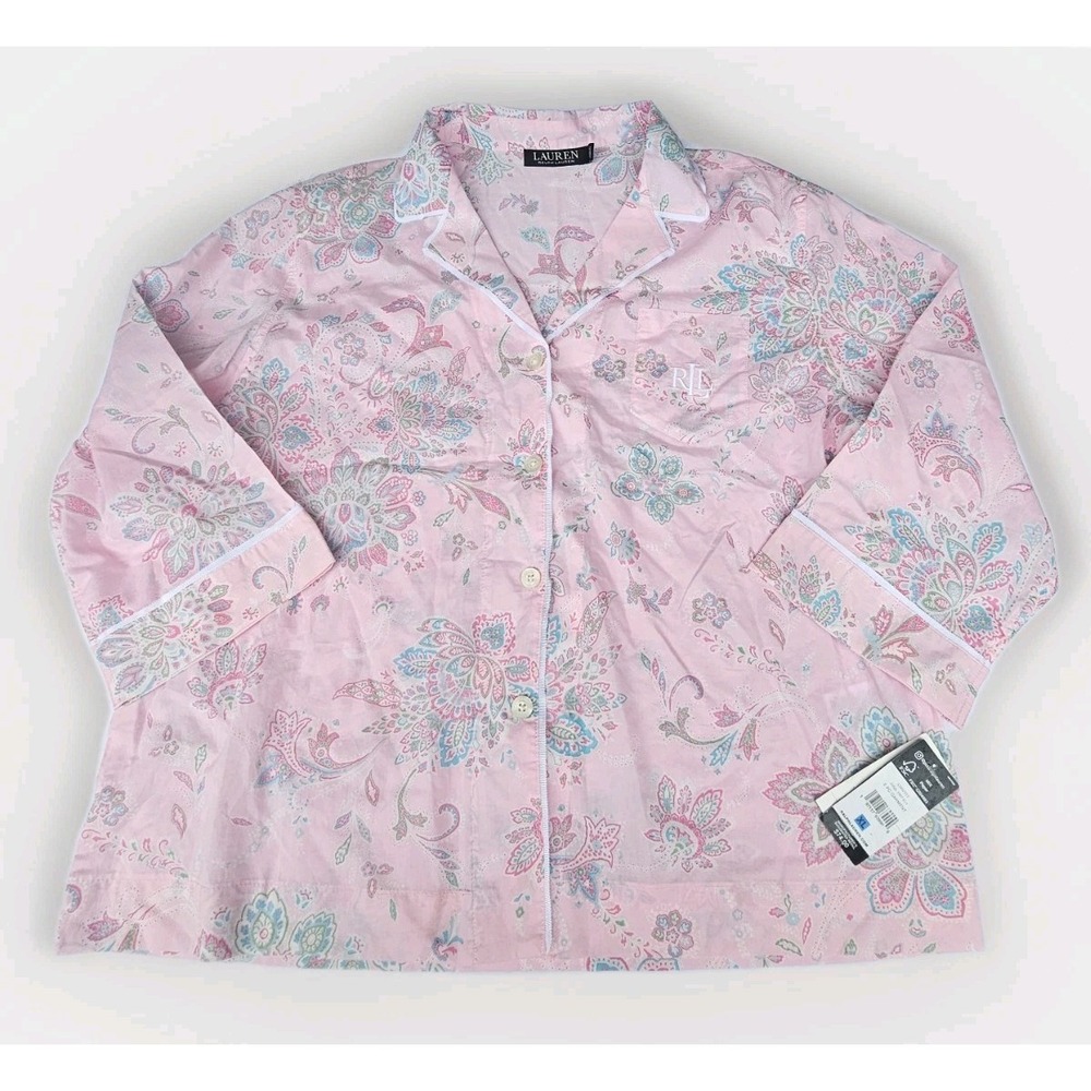 LAUREN Ralph Lauren Pink Pajama Set Women's Size XL Paisley Flowers NWT ($74.00) - Picture 6 of 14